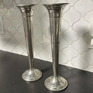 Vintage Boardman pewter trumpet vases